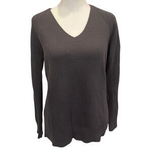 Athleta Gray Hanover Refined V-Neck Wood Blend Sweater Womens Size XXS